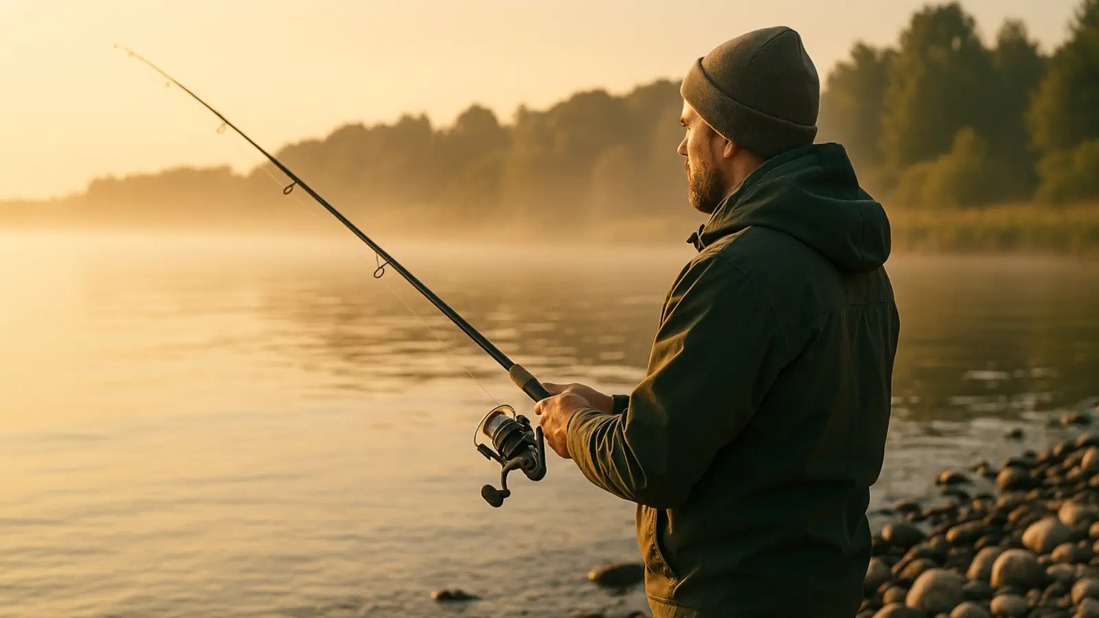 Angeln und große Fische fangen.
