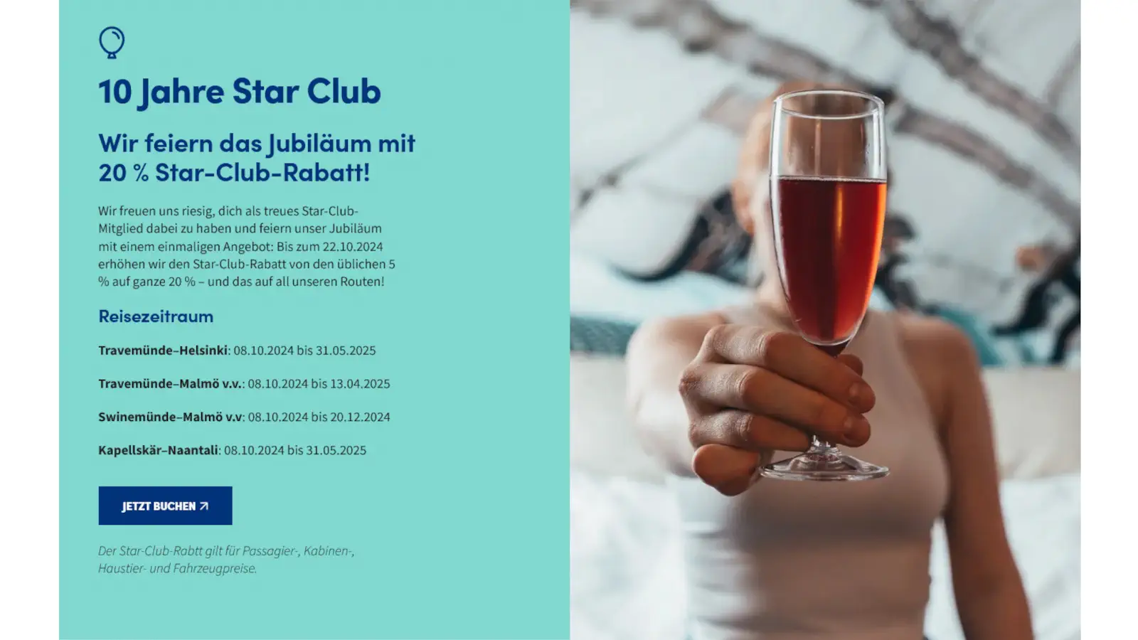 Finnlines Sconto del 20% per i soci dello Star Club in occasione del 10° anniversario.