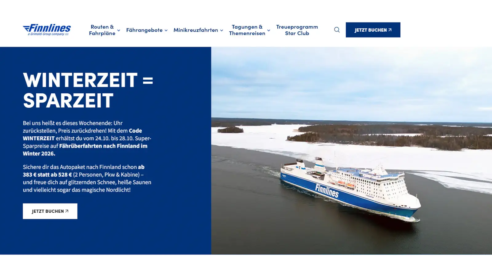 Offerte invernali Finnlines per viaggi nell'inverno 2026.