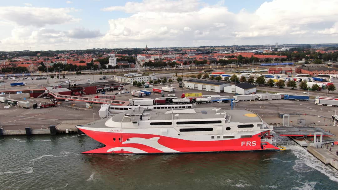 FRS Baltic Traghetto Skane Jet nel porto di Ystad, nel sud della Svezia.