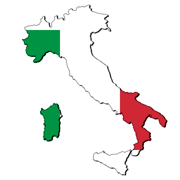 Mappa e bandiera di Italia