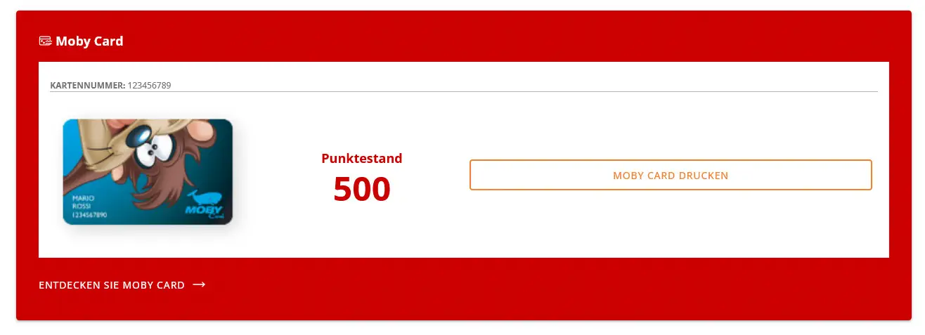 Visualizza la Moby Card nell'account cliente Moby Lines.