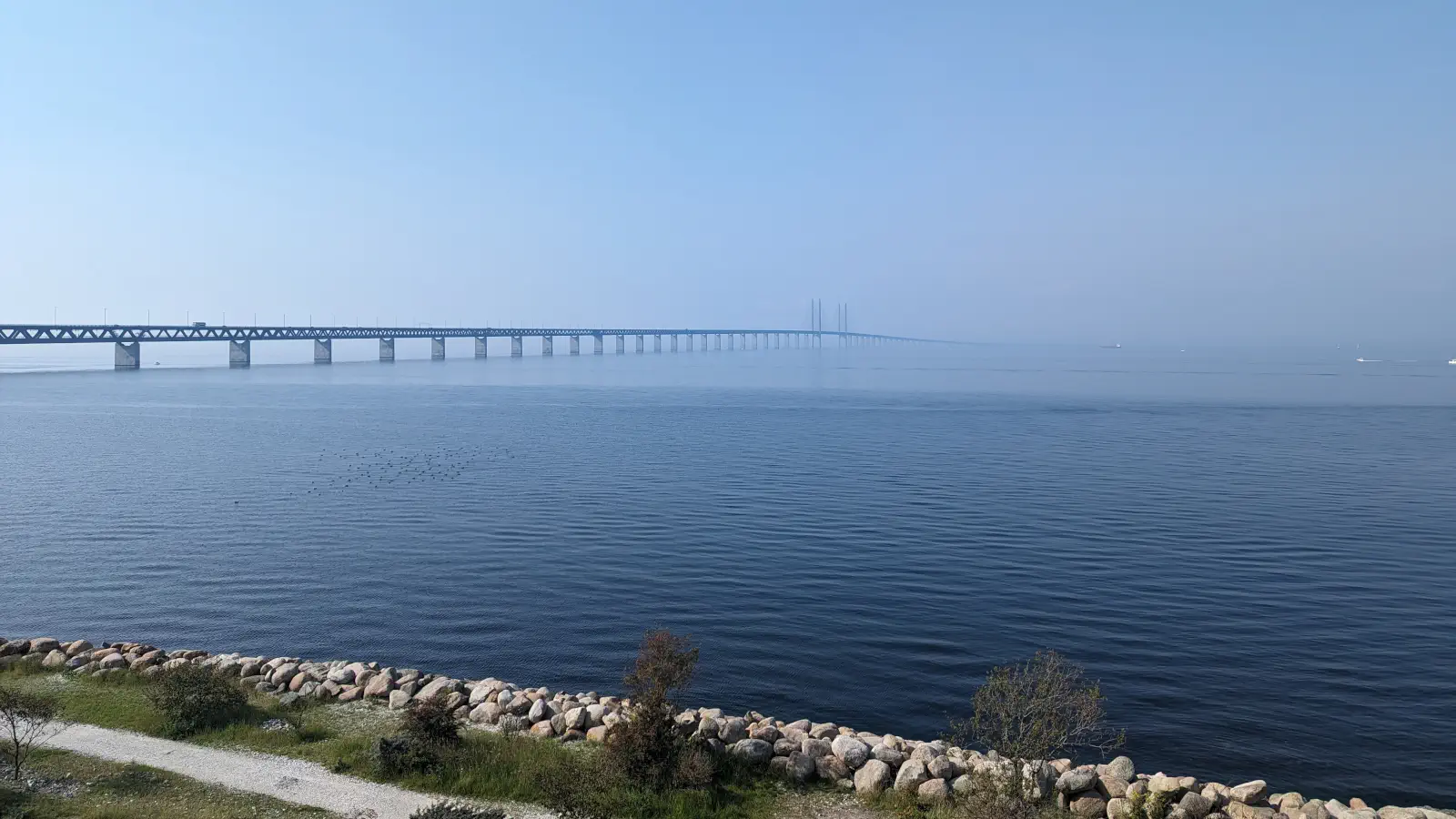 Vista del ponte di Öresund da Malmö in direzione di Copenaghen.