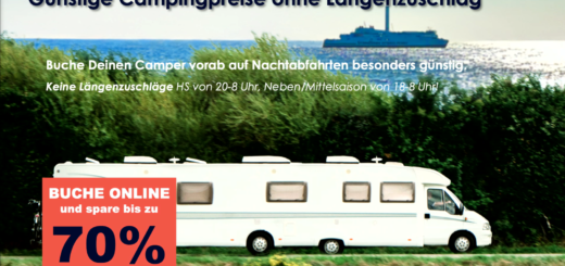 Scandlines Camper Ticket con prezzi vantaggiosi per camper e auto con roulotte senza supplemento di lunghezza.
