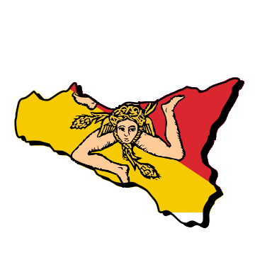 Sicilia Mappa e bandiera di Sicilia