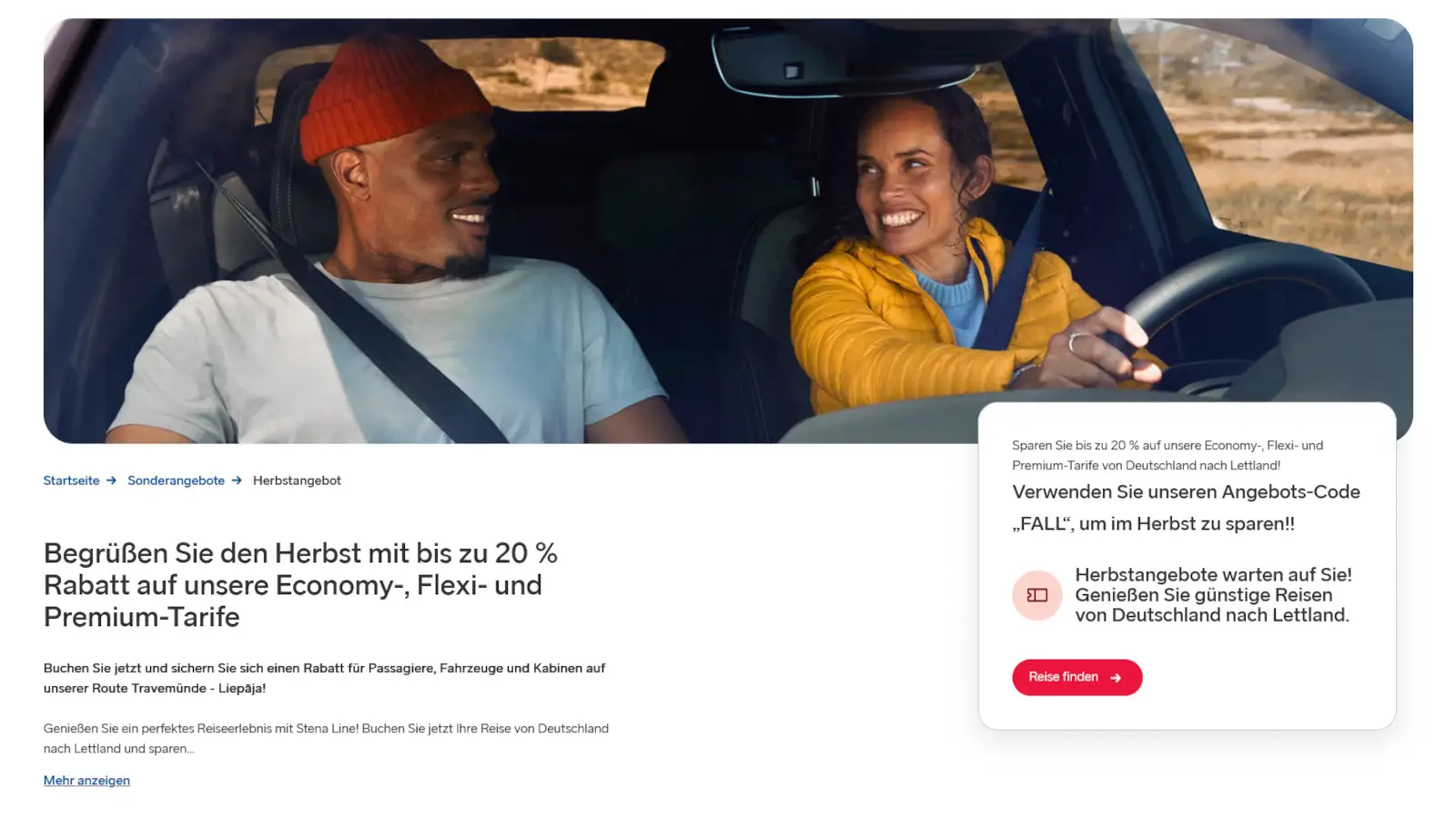 Stena Line Offerta autunnale con il 20% di sconto a favore della Lettonia
