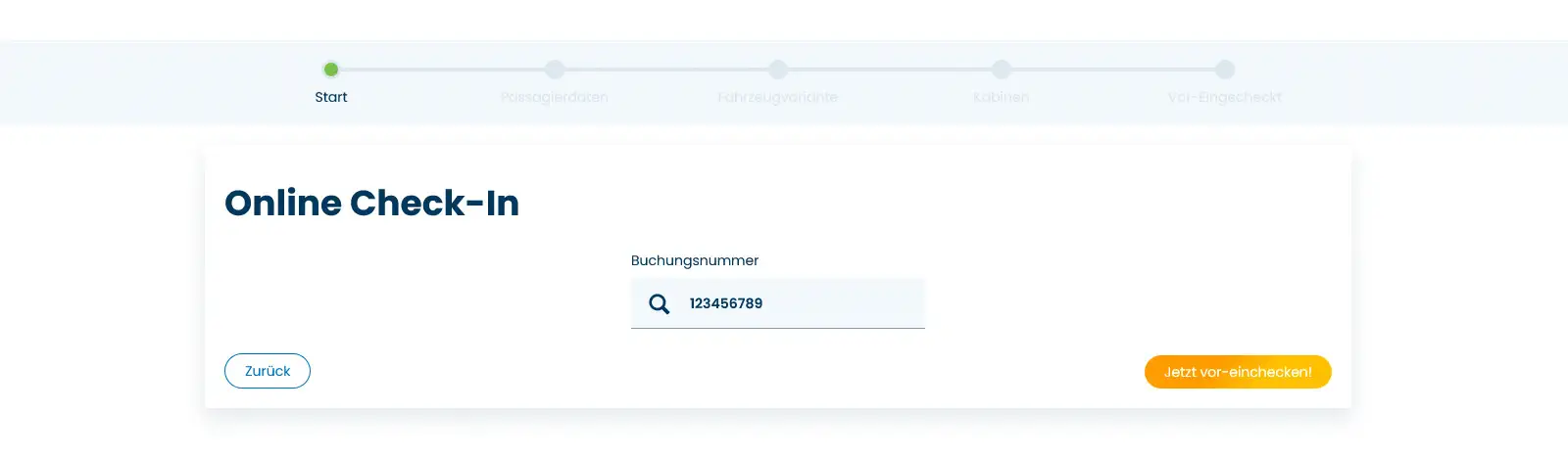 Check-in online My TT-Line - Inserisci il numero di prenotazione