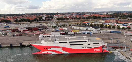 FRS Baltic Traghetto Skane Jet nel porto di Ystad, nel sud della Svezia.